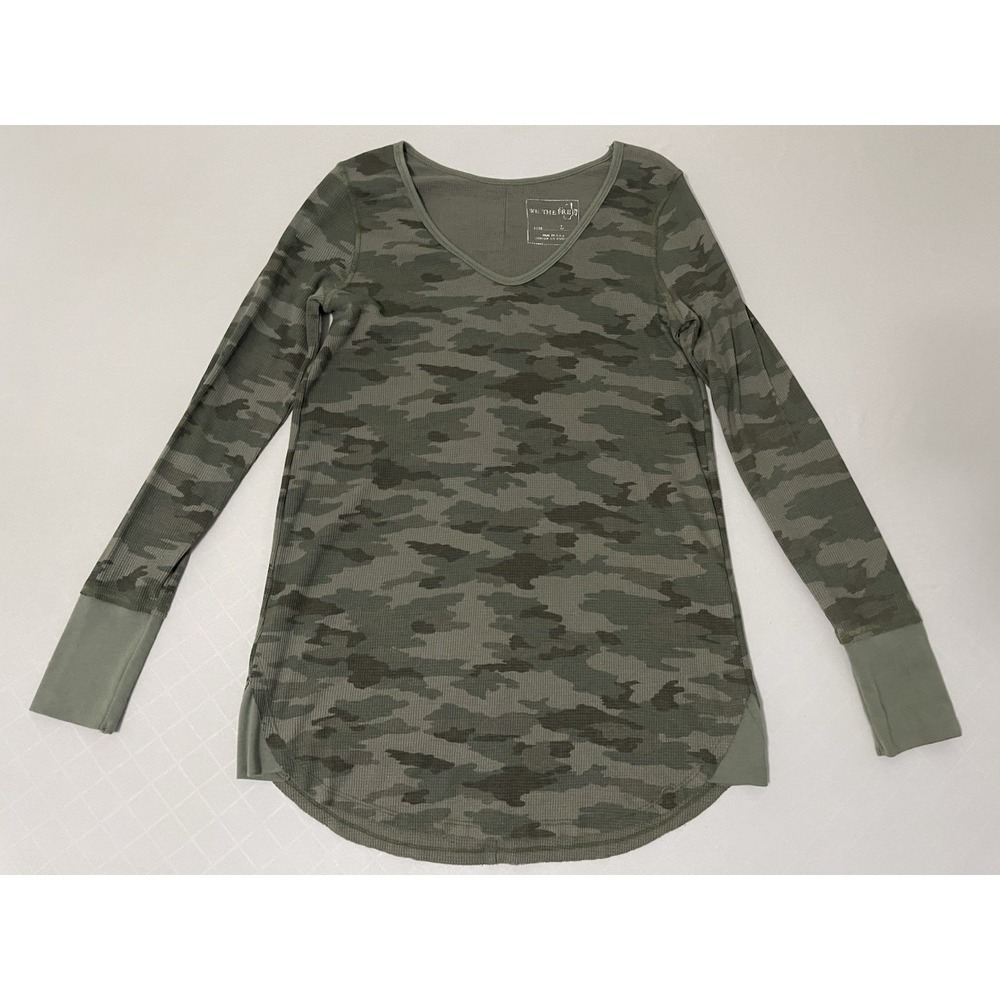 Free People We The Free Desperate Thermal Sz L Camo Cottagecore Momcore USA Made
